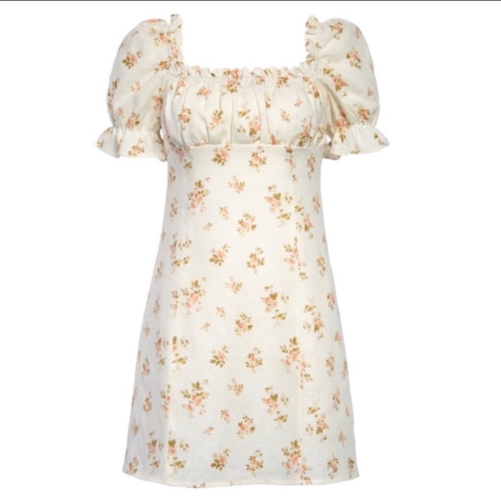 Reformation Robles Floral Print Linen Minidress 10